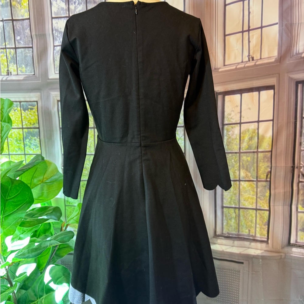 Lulu's Classic Black Skater Scallop Hem 3/4 Sleeve Dress L Large Cumulonimbus - Picture 4 of 14